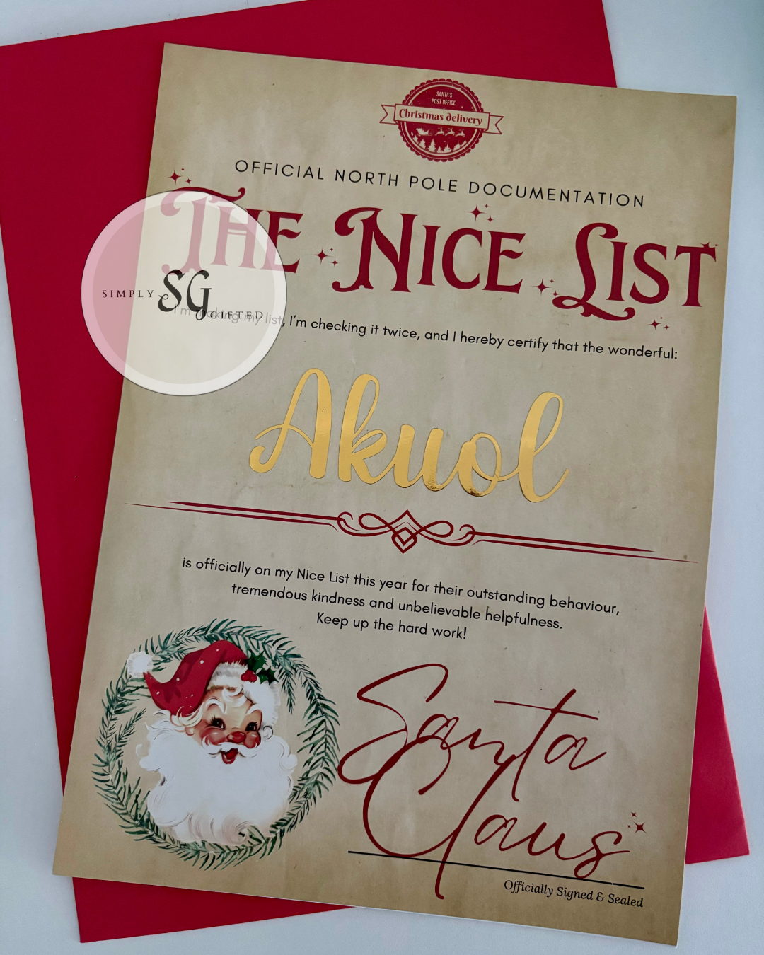 Santa 'Nice List' Certificate
