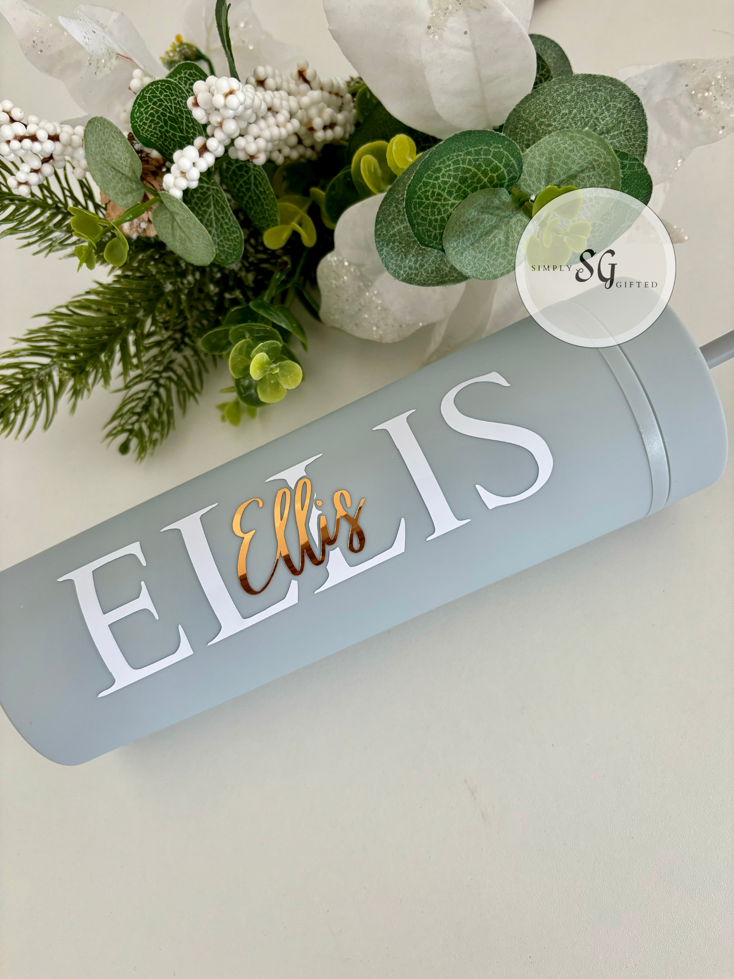 Skinny Tumbler 16oz  Double Walled With Straw