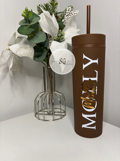 Skinny Tumbler 16oz  Double Walled With Straw